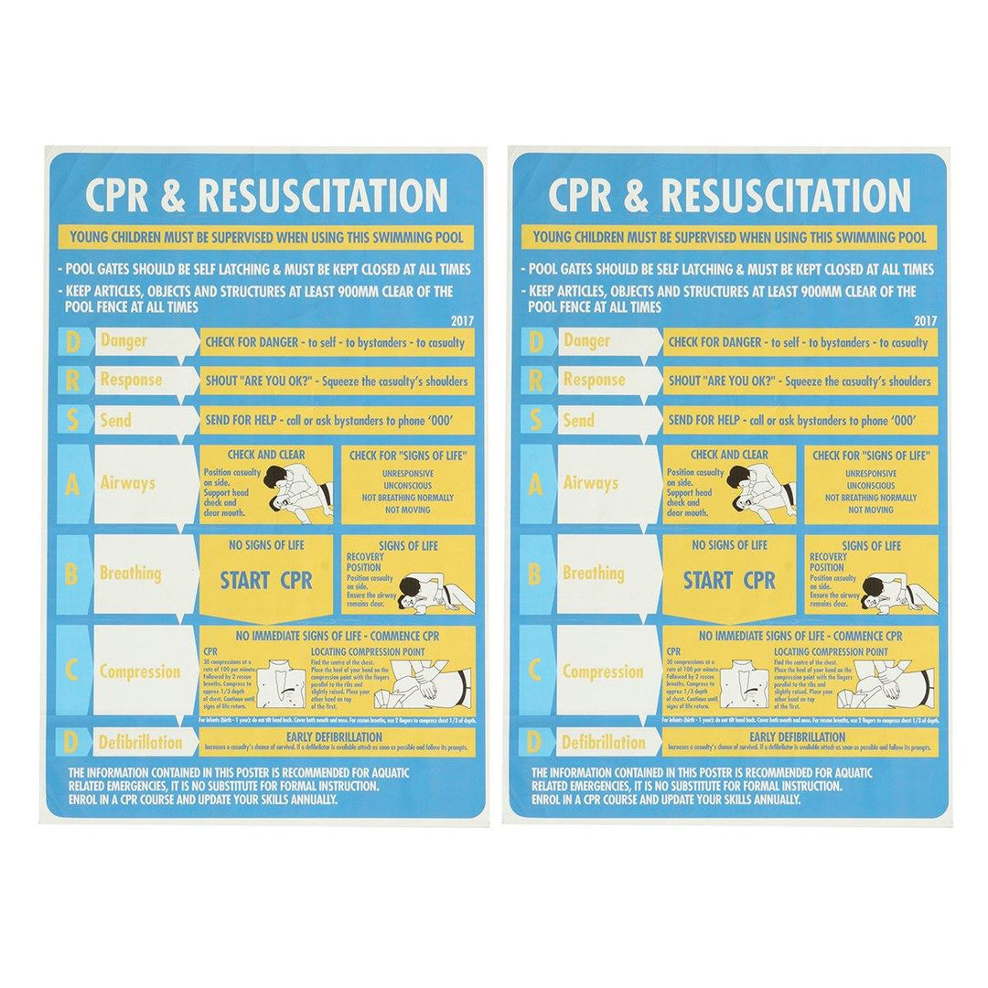 600x400mm Plastic CPR & Resuscitation Chart DRSABC Pool Spa Safety Sign Wall Sticker - MRSLM