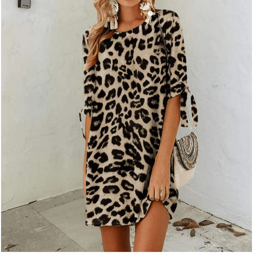 printed round neck dress, view 2 - MRSLM