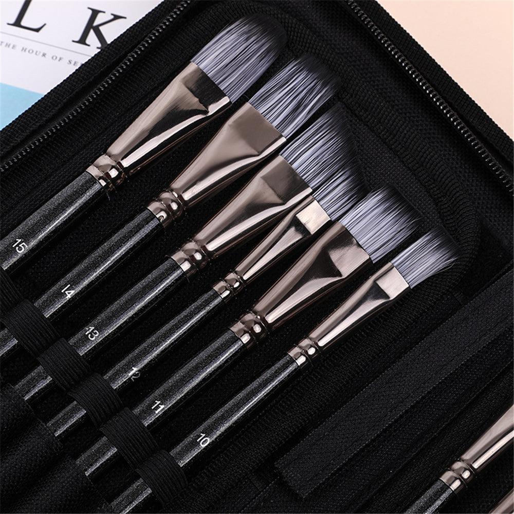 17Pcs Paint Brush Set Includes Pop-up Carrying Case with Palette Knife and 1 Sponges for Acrylic Oil Watercolor Gouache Painting - MRSLM