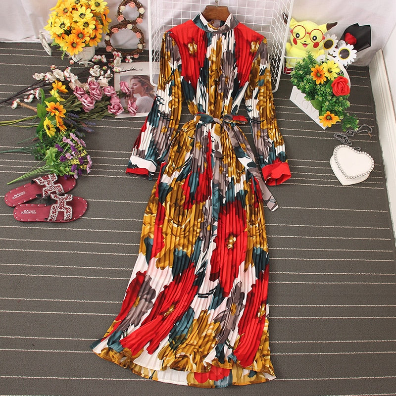 women's pleated boho dress, view 8 - MRSLM