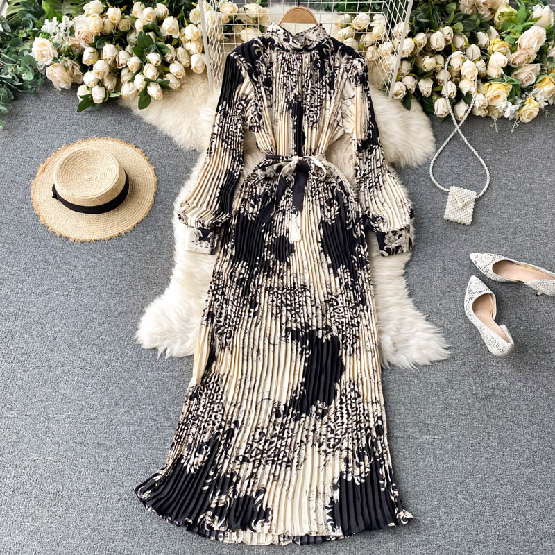 women's pleated boho dress, view 6 - MRSLM