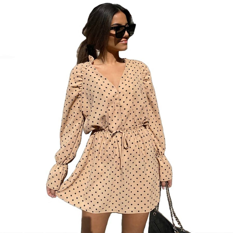 polka dot print mini dress, view 6 - MRSLM