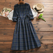 plaid linen mori dress, view 4 - MRSLM