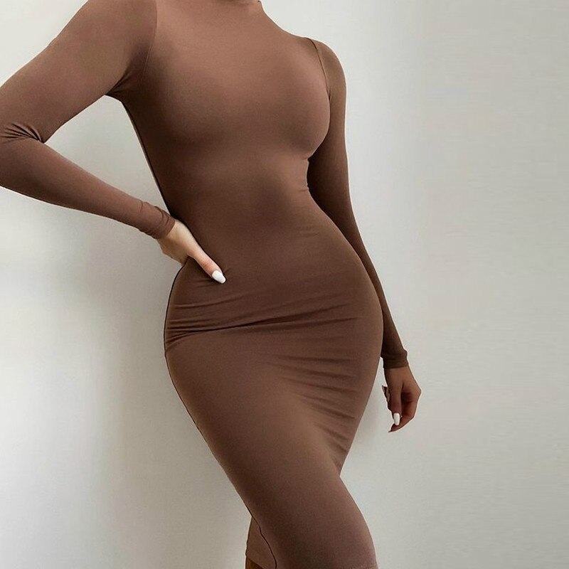 women's turtleneck maxi dress, view 14 - MRSLM