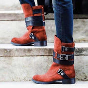 Women's vintage suede boots with belt buckle, view 4 - MRSLM
