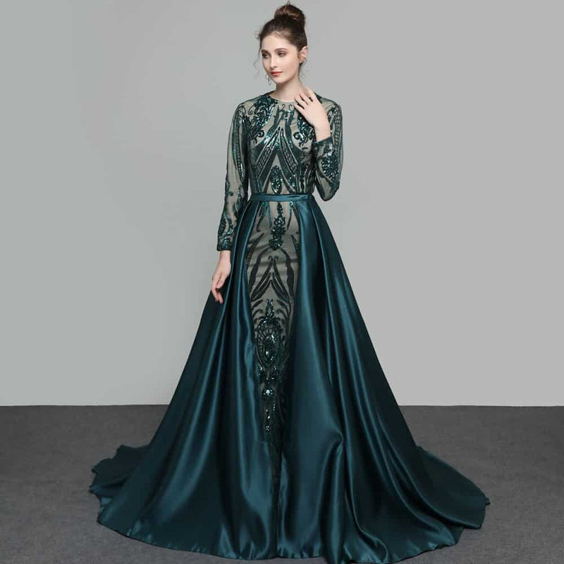 satin evening dress, view 6 - MRSLM