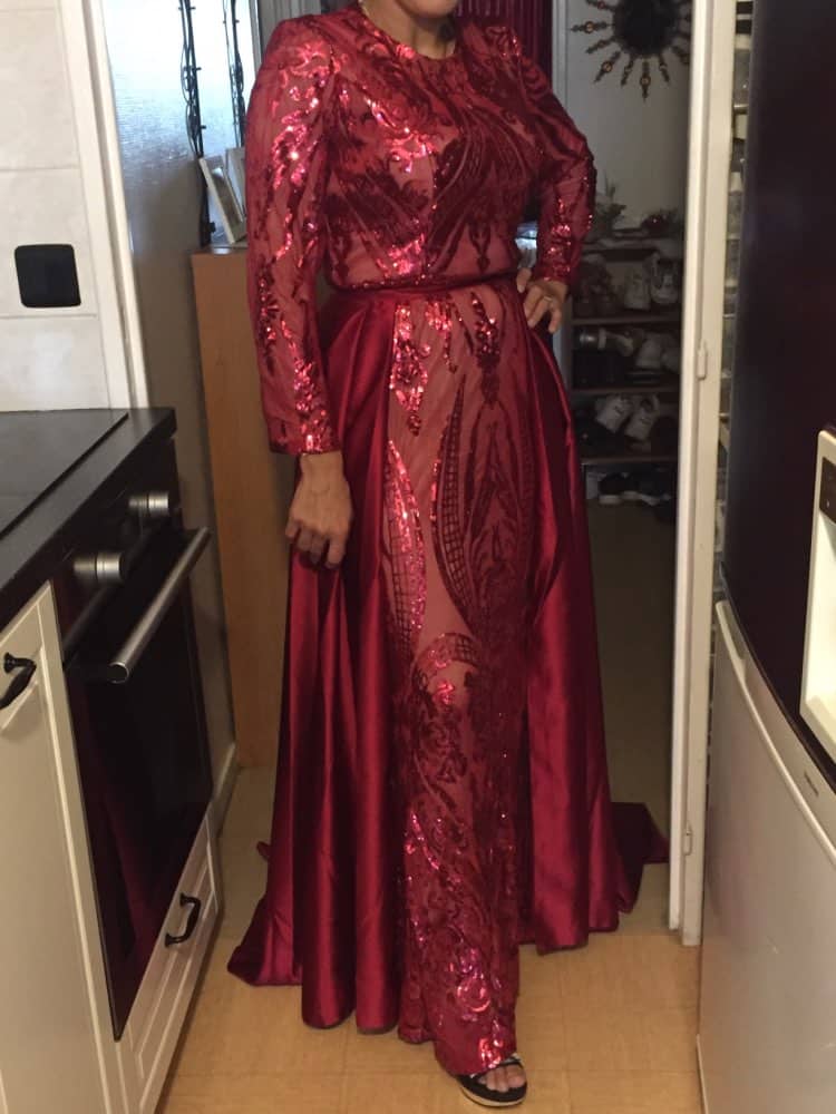 satin evening dress, view 5 - MRSLM
