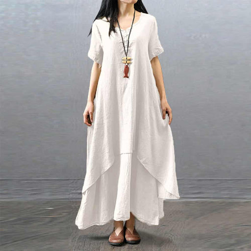 women's boho linen maxi dress - MRSLM