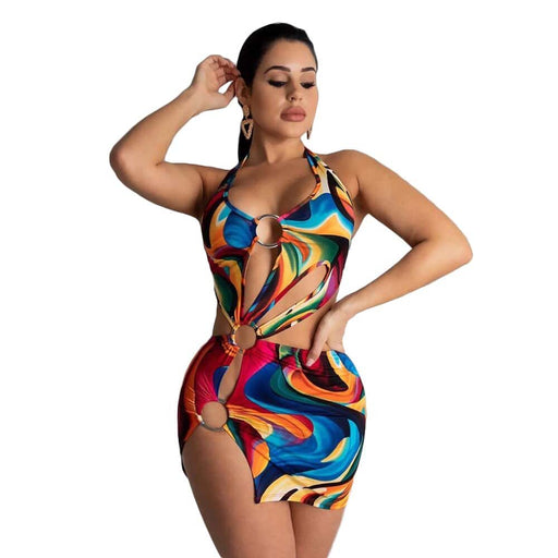 summer colorful mini dress for women, view 2 - MRSLM