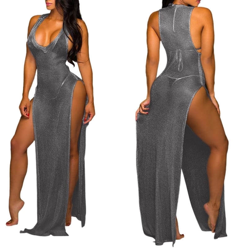 mesh maxi dress, view 7 - MRSLM
