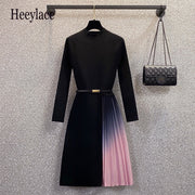 Women's gradient color pleated dress, view 2 - MRSLM