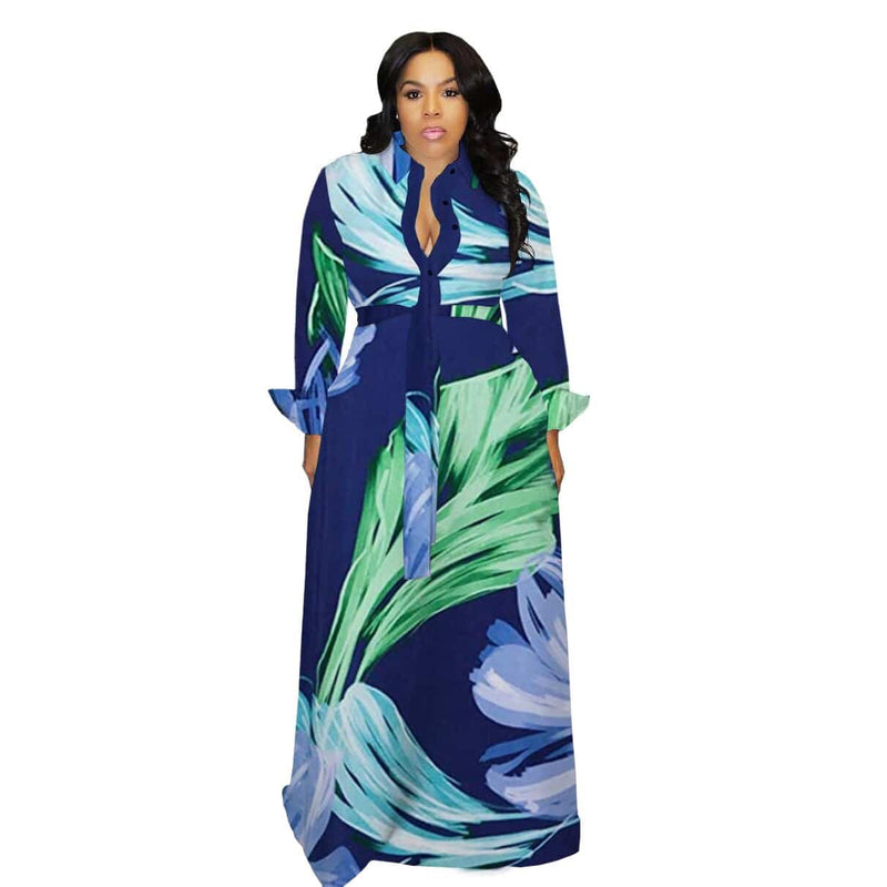 turn down collar maxi dress, view 7 - MRSLM