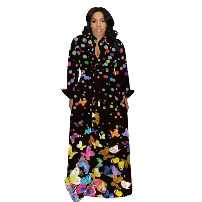 turn down collar maxi dress, view 11 - MRSLM