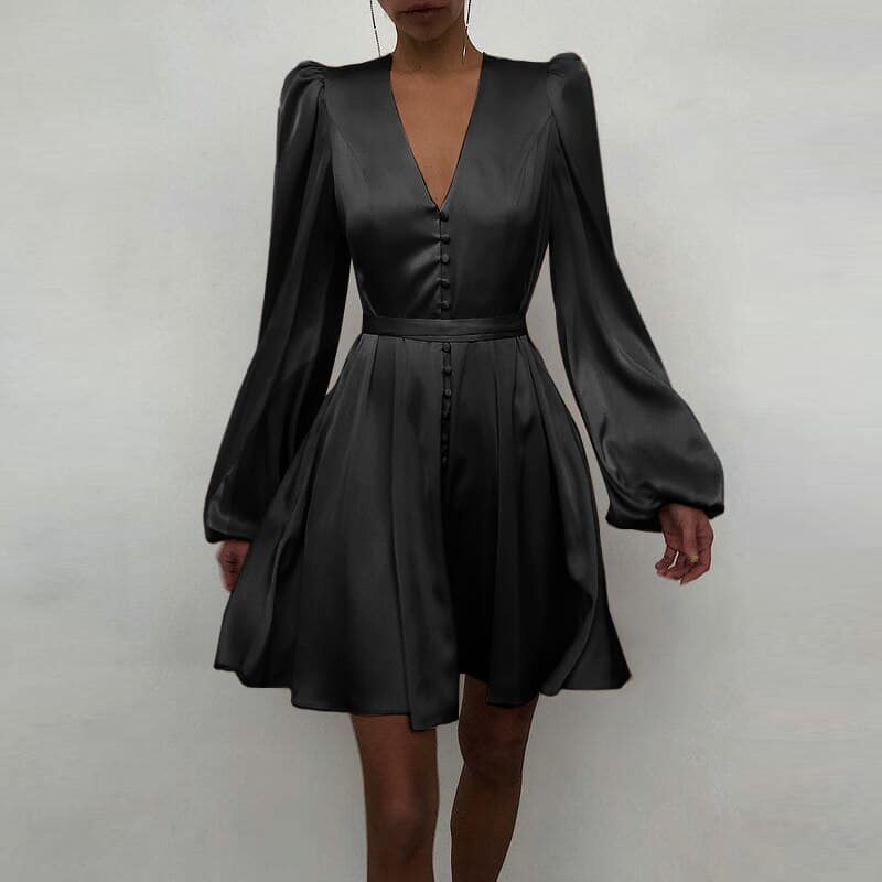 women's satin elegant dress, view 3 - MRSLM