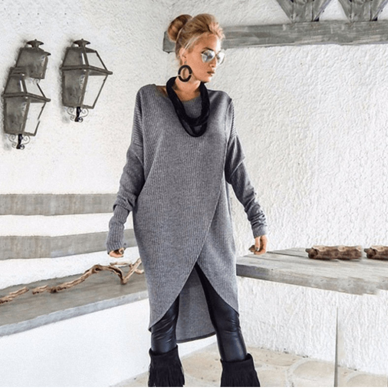V-neck irregular loose dress, view 3 - MRSLM