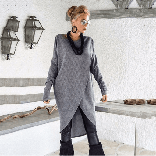 V-neck irregular loose dress, view 3 - MRSLM