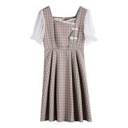 Women's retro long sleeve plaid dress, view 2 - MRSLM