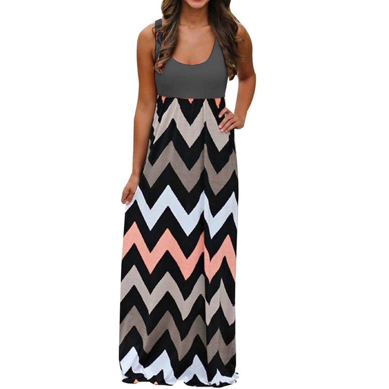women's summer geometrical patterned dress, view 4 - MRSLM