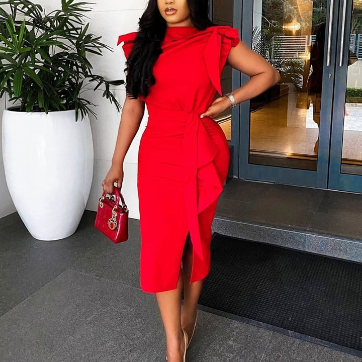 Women's Red Sleeveless Bodycon Dress