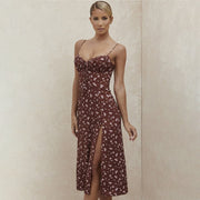 women's vintage floral printed midi dress, view 13 - MRSLM