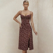 women's vintage floral printed midi dress, view 12 - MRSLM