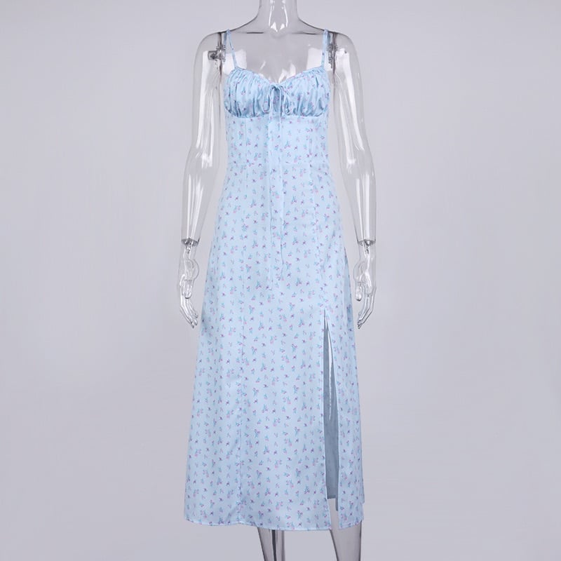 women's vintage floral printed midi dress, view 5 - MRSLM