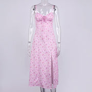women's vintage floral printed midi dress, view 8 - MRSLM