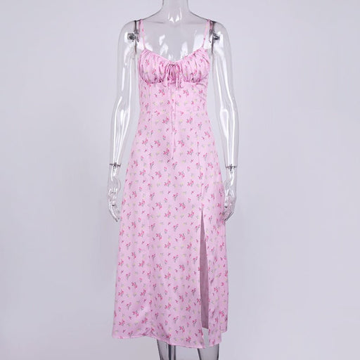 women's vintage floral printed midi dress, view 8 - MRSLM