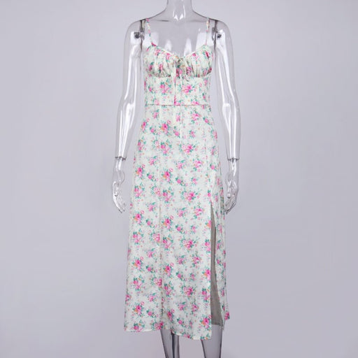 women's vintage floral printed midi dress, view 9 - MRSLM