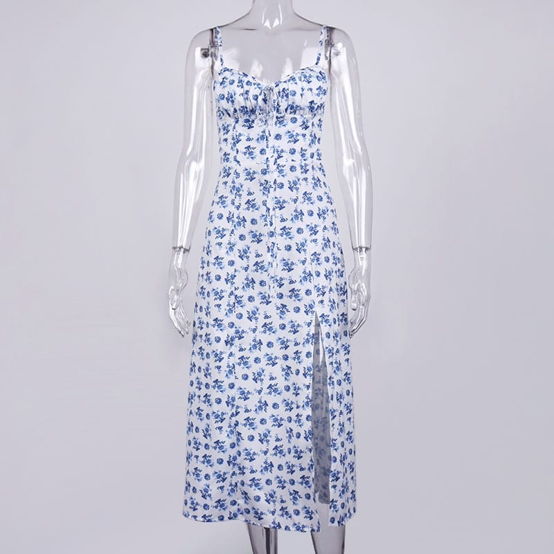 Women's Vintage Floral Printed Midi Dress