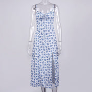 women's vintage floral printed midi dress, view 10 - MRSLM