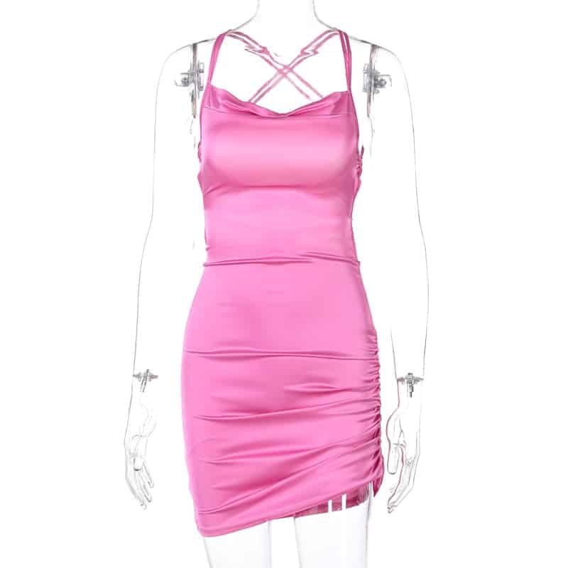 backless spaghetti strap mini dress, view 5 - MRSLM