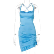 backless spaghetti strap mini dress, view 8 - MRSLM