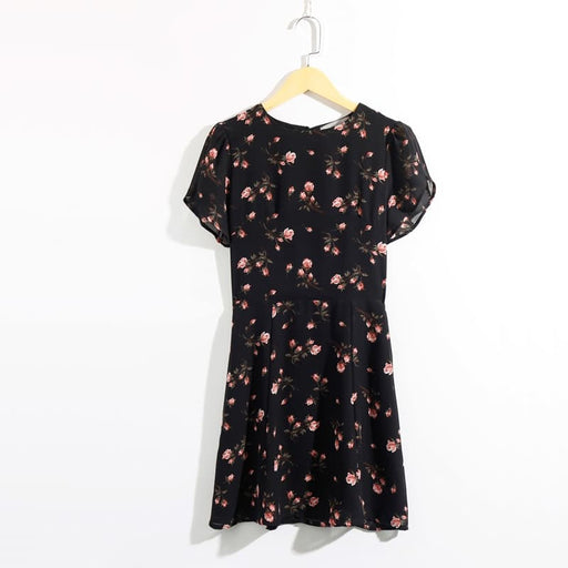 women's round neck short sleeved mini dress, view 2 - MRSLM