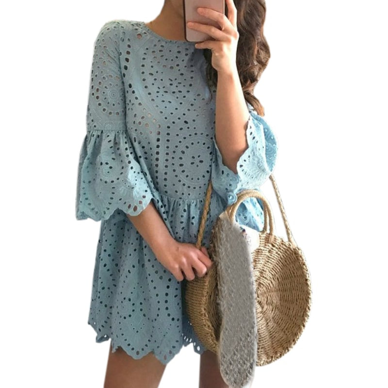 ruffled lace dress, view 7 - MRSLM