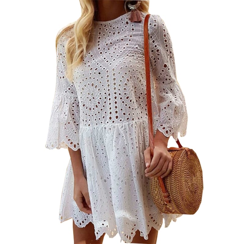 Women's Ruffled Lace Dress