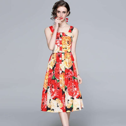 Women's floral backless midi dress - MRSLM