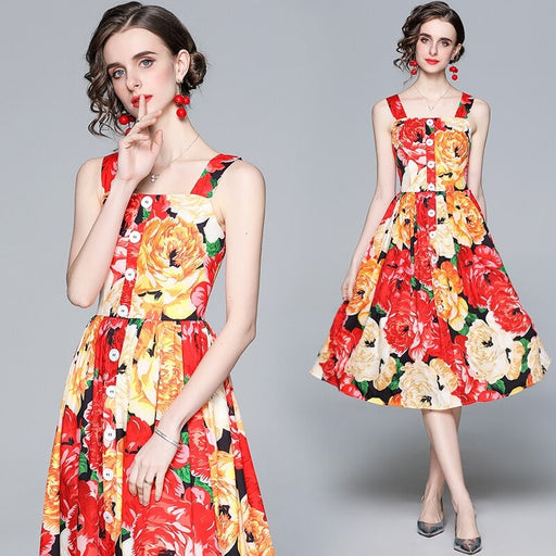 Women's floral backless midi dress, view 2 - MRSLM