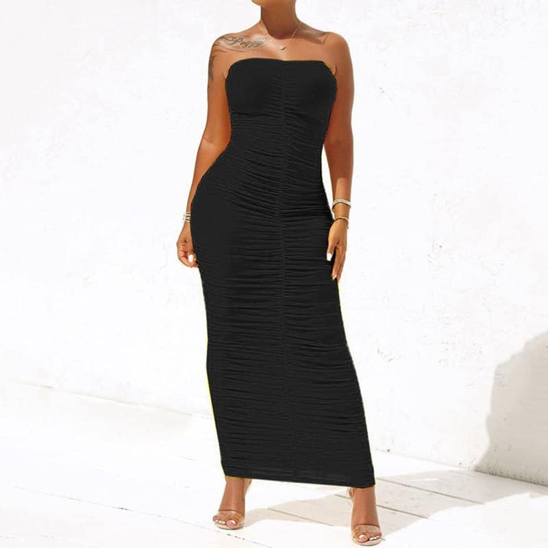 women's bodycon maxi dress, view 3 - MRSLM