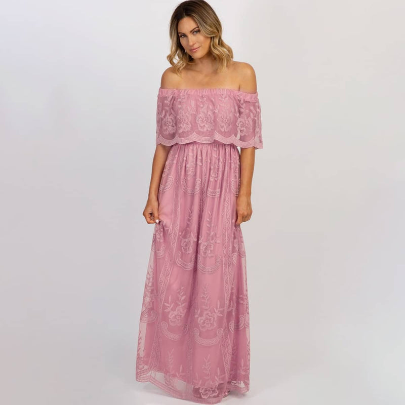 Off shoulder maxi dress for women, view 6 - MRSLM