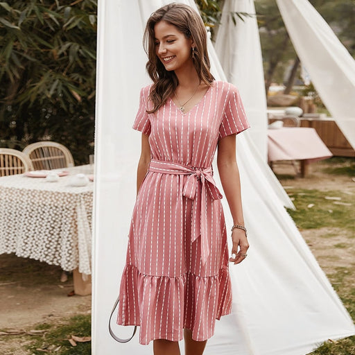 gala midi dress in striped print - MRSLM