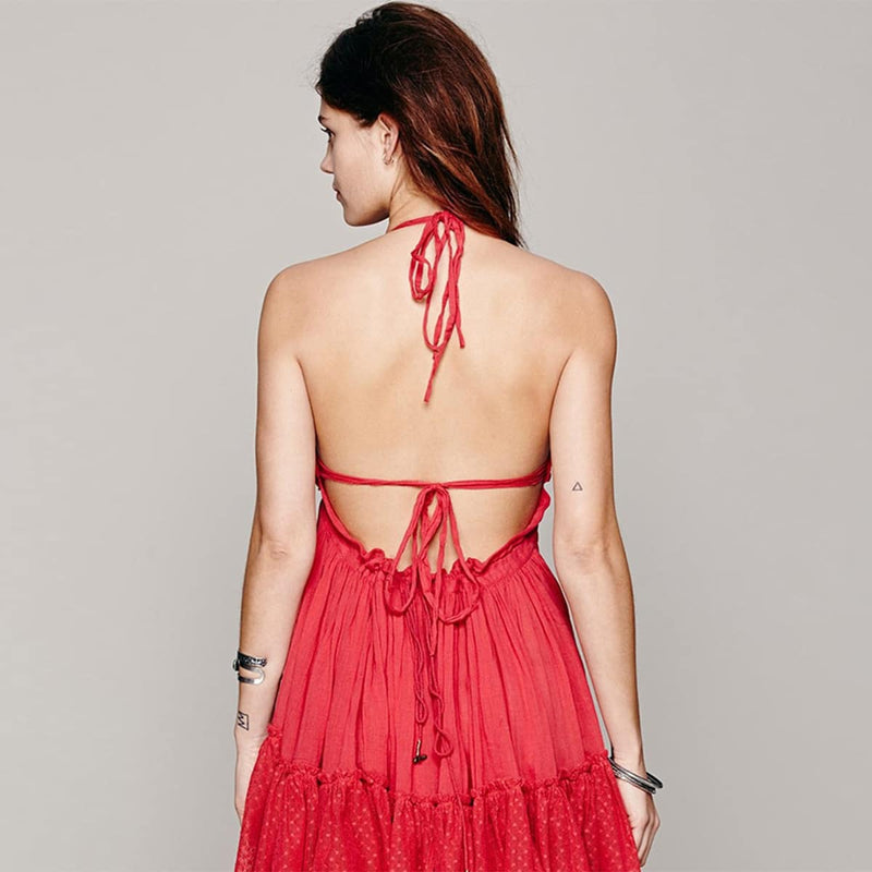 swing low spaghetti strap dress, view 10 - MRSLM
