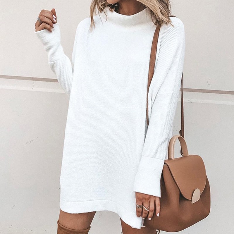women's solid color winter knit dress, view 8 - MRSLM