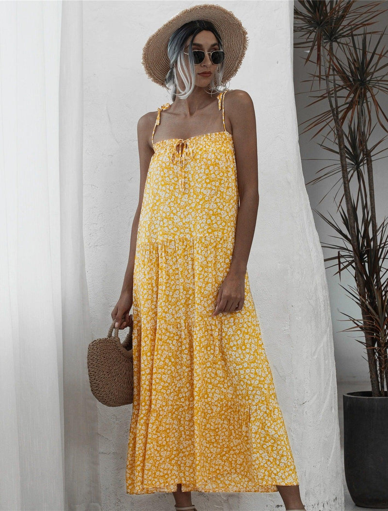 floral sling dress with straps, view 2 - MRSLM