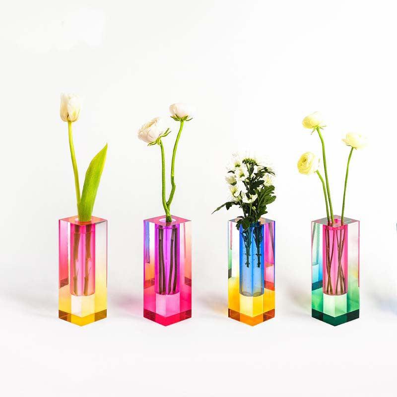 Creative Simple Acrylic Vase Square Column Glass Bubble - MRSLM