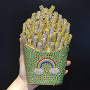 French fries rhinestone evening bag, view 2 - MRSLM