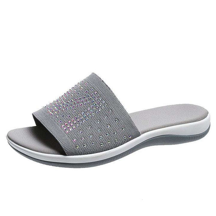 Hot Diamond Lettering Polyurethane Lightweight Platform Slippers - MRSLM