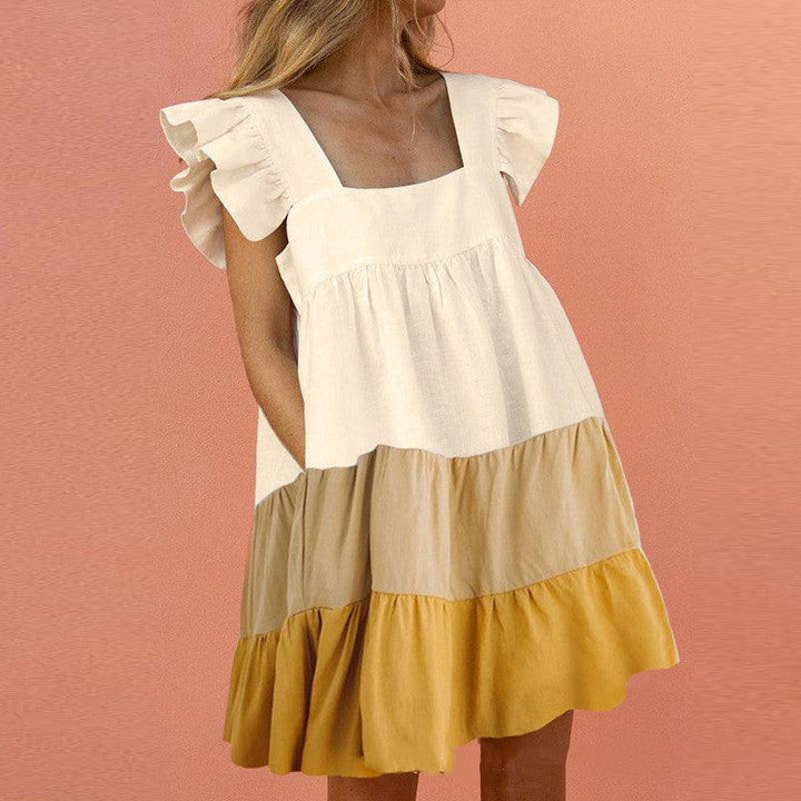 Flirty Ruffled Mini Dress with Square Neckline - MRSLM