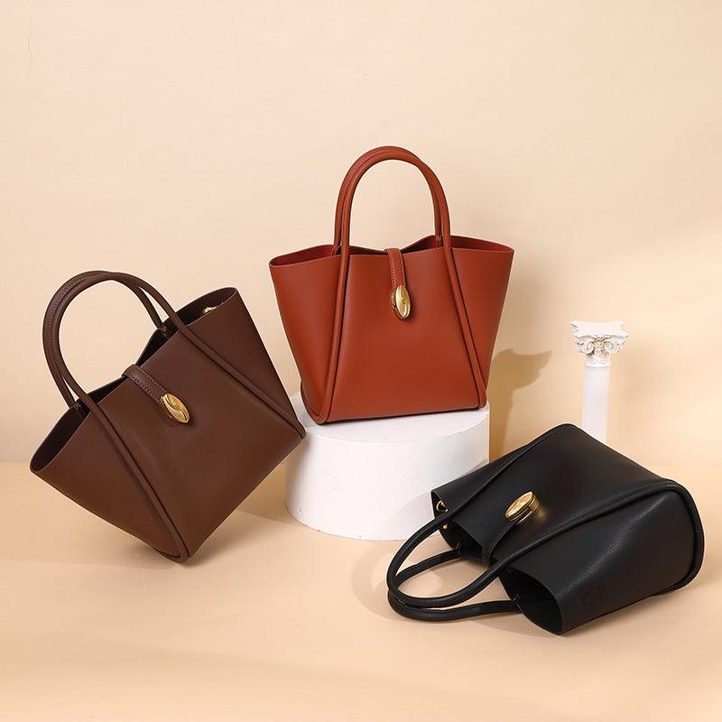 Women's retro leather bucket bag, view 8 - MRSLM