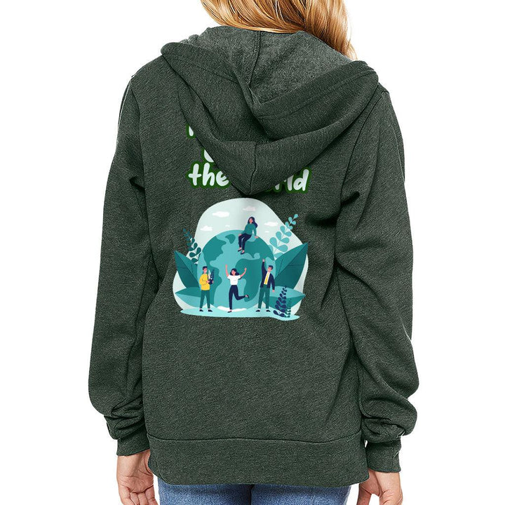 Change the World Kids' Full-Zip Hoodie - Motivational Quotes Hooded Sweatshirt - Illustration Kids' Hoodie - MRSLM